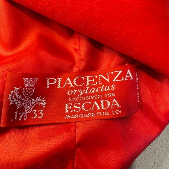 Escada Piacenza Wool Rabbit Angora Red Zip Jacket Blazer Coat Size 38 S M - Picture 11 of 16